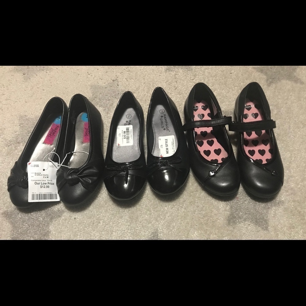 Girls uniform shoes lot of 3 size 2